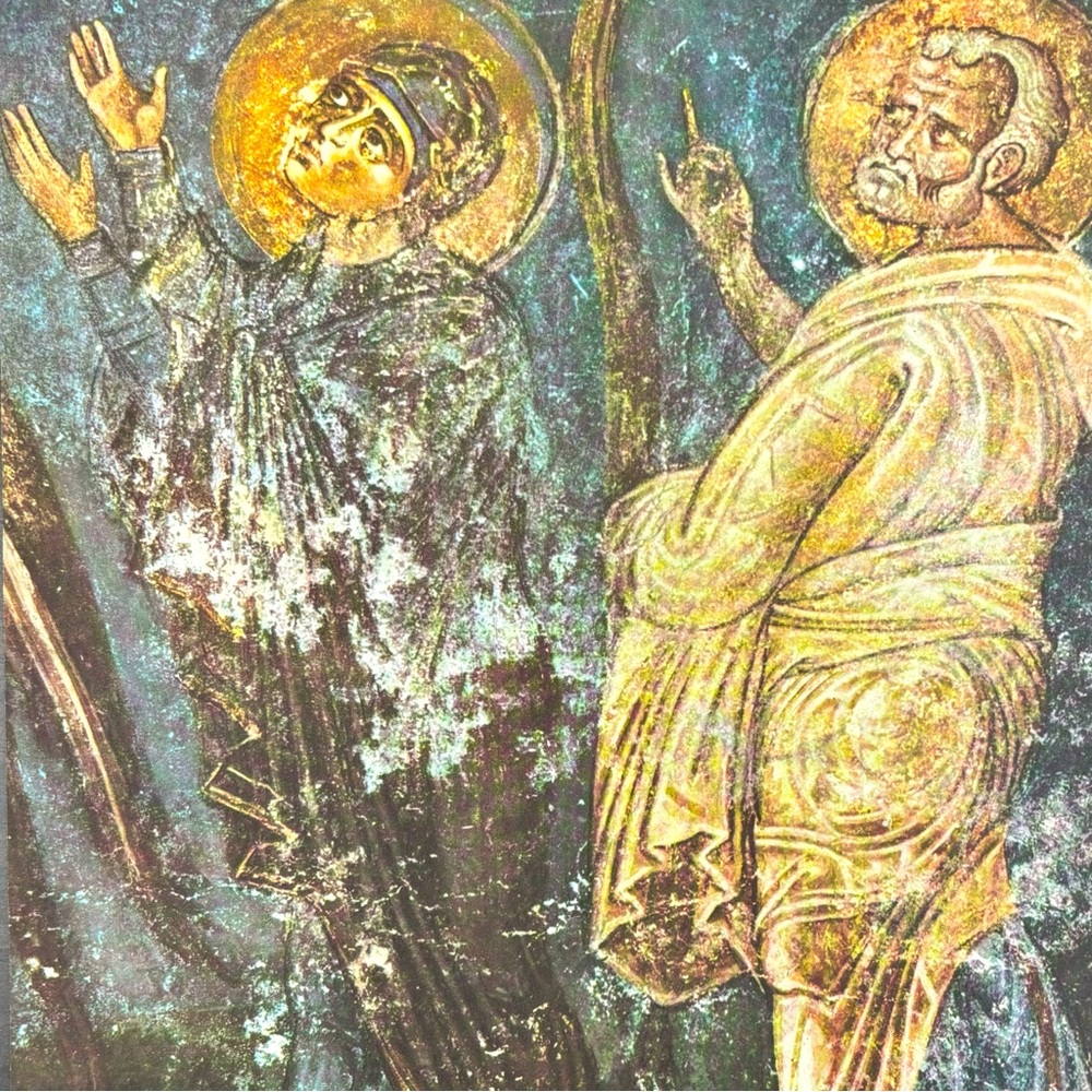 Original Vintage Fine Art Print Poster Medieval Yugoslavia Wall Frescoes Antique